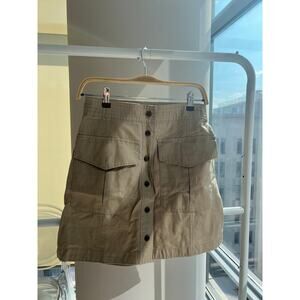 Banana Republic Canvas Button Down Cotton Linen Skirt Pockets